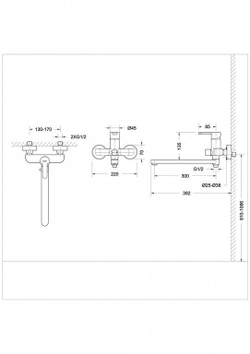 Смеситель для ванны c длинным изливом Bravat Stream
