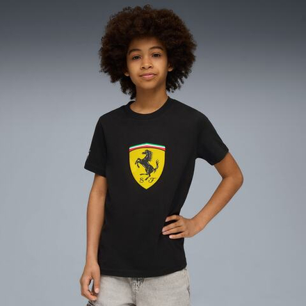 PUMA X SCUDERIA FERRARI ФУТБОЛКА С ЦВЕТНЫМ БОЛЬШИМ ЩИТОМ SPORTSWEAR, ЧЕРНЫЙ
