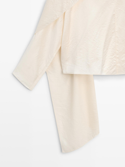 Massimo Dutti Блузка с драпировкой, натуральный/кремовый