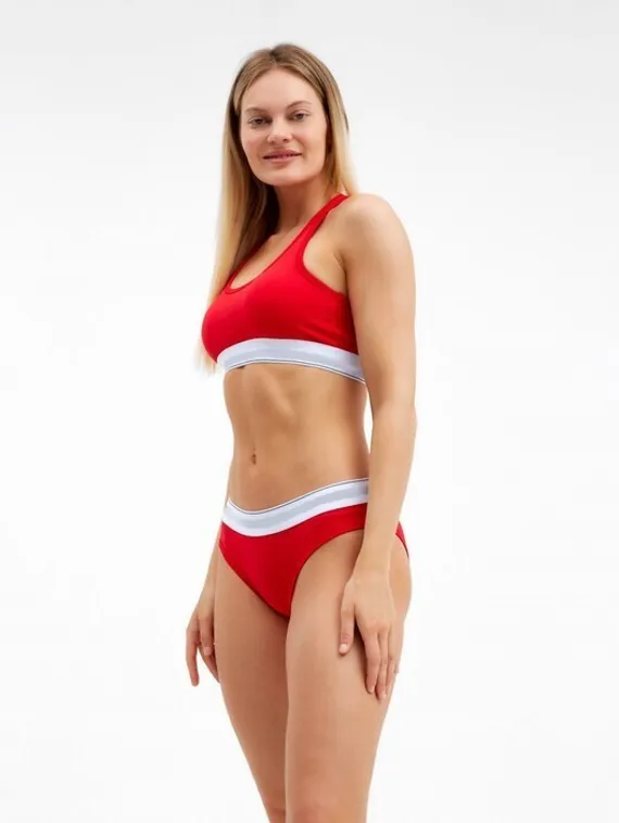 Комплект женский (топ/трусы), цвет красный МИКС, размер 44-46