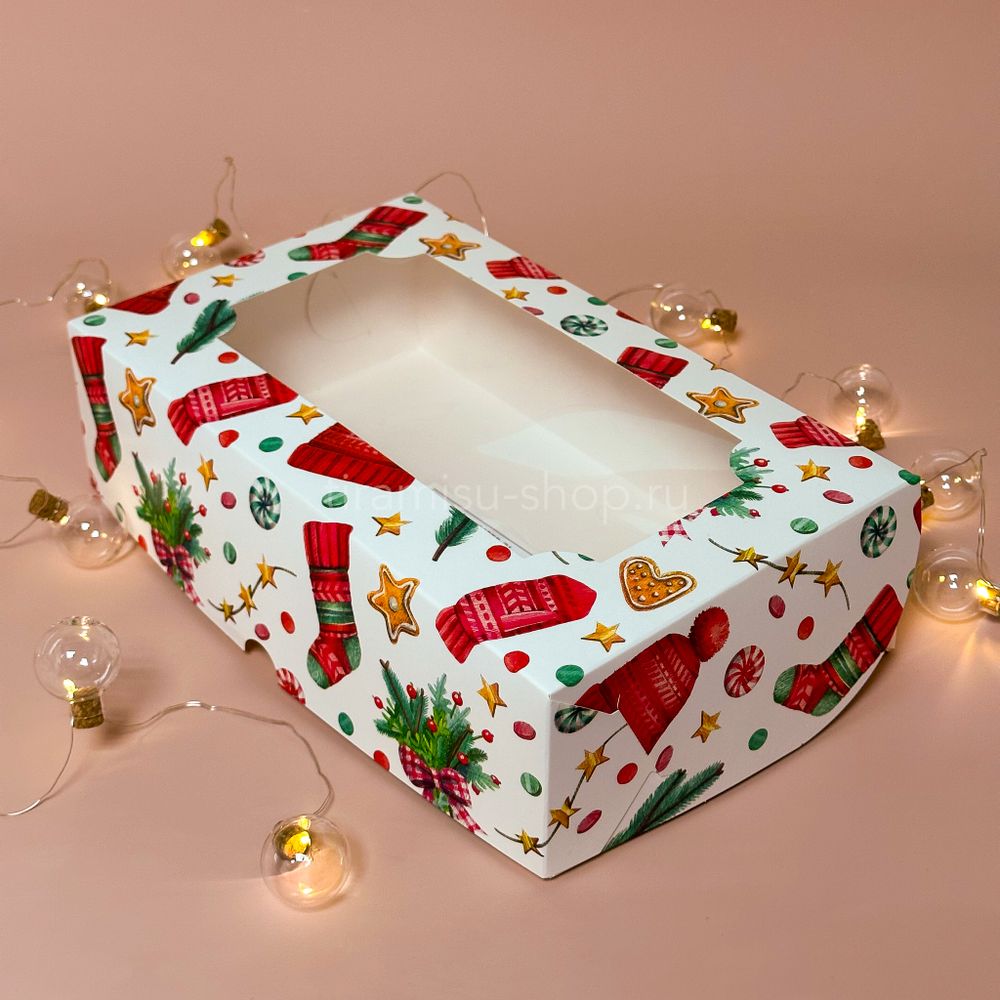 Коробка для десертов «Новогодний паттерн», 25 х 15 х 7 см