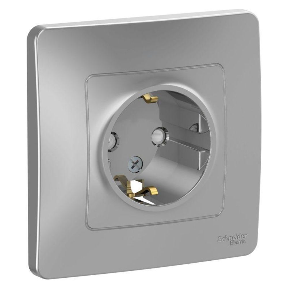 Розетка 1-м СП Blanca 16А IP20 250В с заземл. защ. шторки алюм. SE BLNRS001113 Розетка 1-м СП Blanca 16А IP20 250В с заземл. защ. шторки алюм. SE BLNRS001113