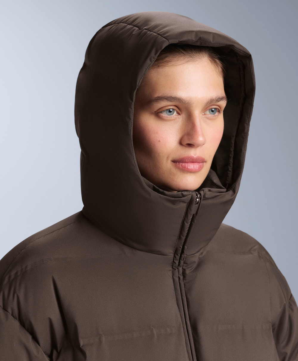 Oysho Легкий водонепроницаемый короткий пуховик Minardi Piume Kayak, темно-коричневый