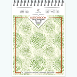 Скетчбук А5 50л., 80 г/м2 Полином, спираль, ламинация, жёсткая подложка, тонированный зеленый офсет