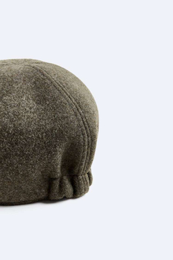ZARA ПЛОСКАЯ ФЛАНЕЛЕВАЯ КЕПКА, ХАКИ С МЕЛАНЖЕВЫМ ЭФФЕКТОМ