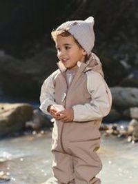 Комбинезон Softshell Колор-блок "Латте" с варежками 0+