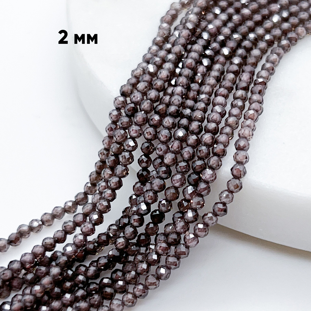 Фианит (кубический цирконий), цвет капучино, размер 2 мм, цена за нить около 195 шт (38 см)