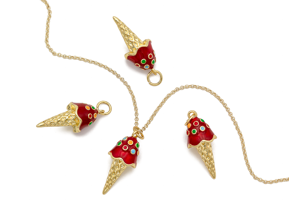 Подвеска "Мороженое" 23мм, с эмалью