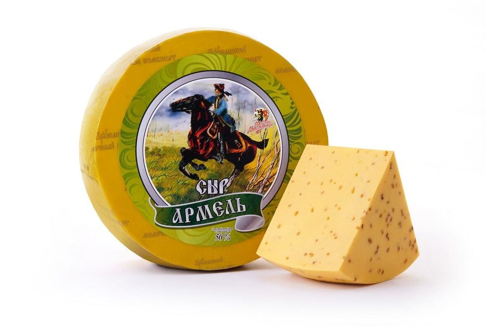 Сыр Арамель, с пажитником, Пружанский МК Беларусь, 50%,  1 кг (весовой товар)