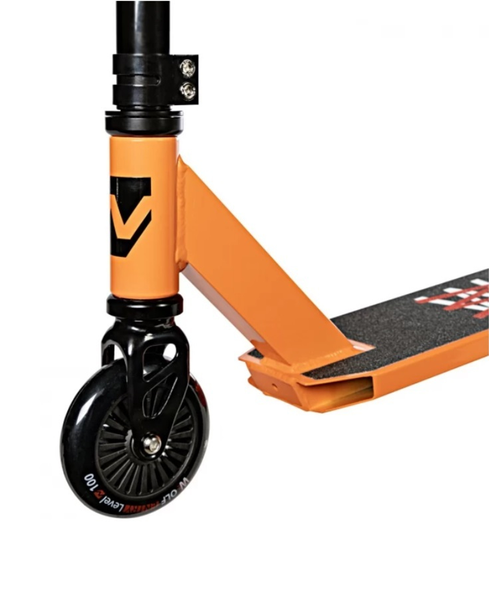 Самокат трюковый Novatrack Wolf 10, 100 мм, оранжевый