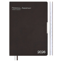 Ежедневник датированный 2026 ESCALADA, А4, 120 л., арт. 70206/ 10 ШЕВРЕТ ГЛОСС КОРИЧНЕВЫЙ (кожзам: 210х297 мм, мягкий переплёт, запаянный край, материал обложки: искусственная кожа "Шеврет глосс"; декор: тиснение фольгой, металлический шильд по краю