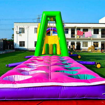 Коммерческая надувная полоса препятствий «Яркий мир», 25×3×4 м