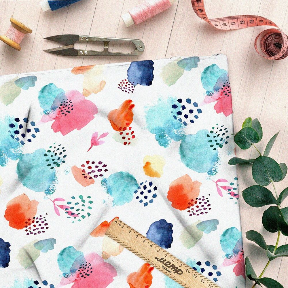 Ткань муслин акварельные облачка