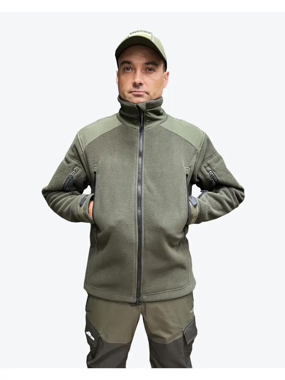 Флисовая кофта 7.26 без капюшона, Олива