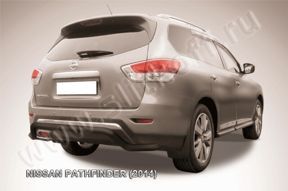 Защита заднего бампера (нержавейка) Nissan Pathfinder (2012-2017) d57 волна (черный)