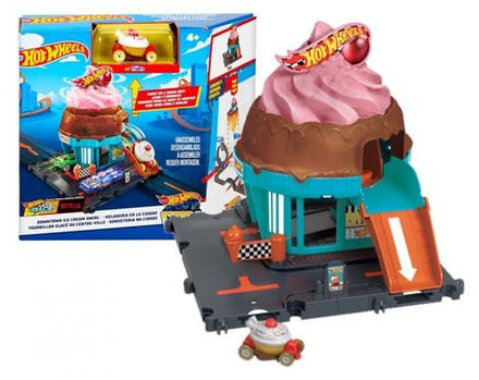 Игрушечный трек Hot Wheels City - Игровой набор Кафе-мороженое Rally с игрушечной машинкой HTN77