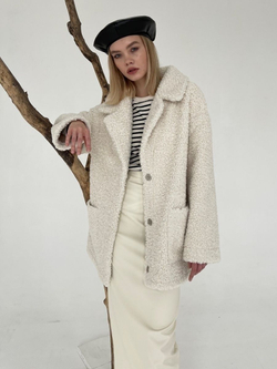 Двусторонняя дубленка из искусственного меха тедди чебурашка, SilverFox (арт. S1183-200)