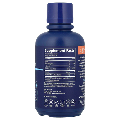 Trace, Жидкий цинк + кверцетин, апельсин и манго, 16 жидк. унция $ 12.99 (473 мл)
