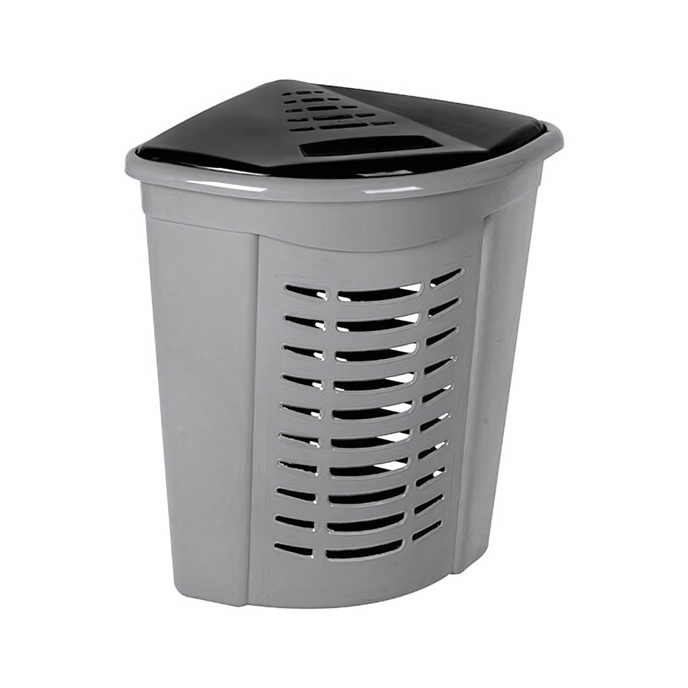 Корзина для белья угловая 45л, цвет серебро 05003