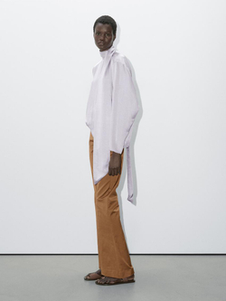 Massimo Dutti Свободная рубашка с глубоким вырезом на спине, пурпурный