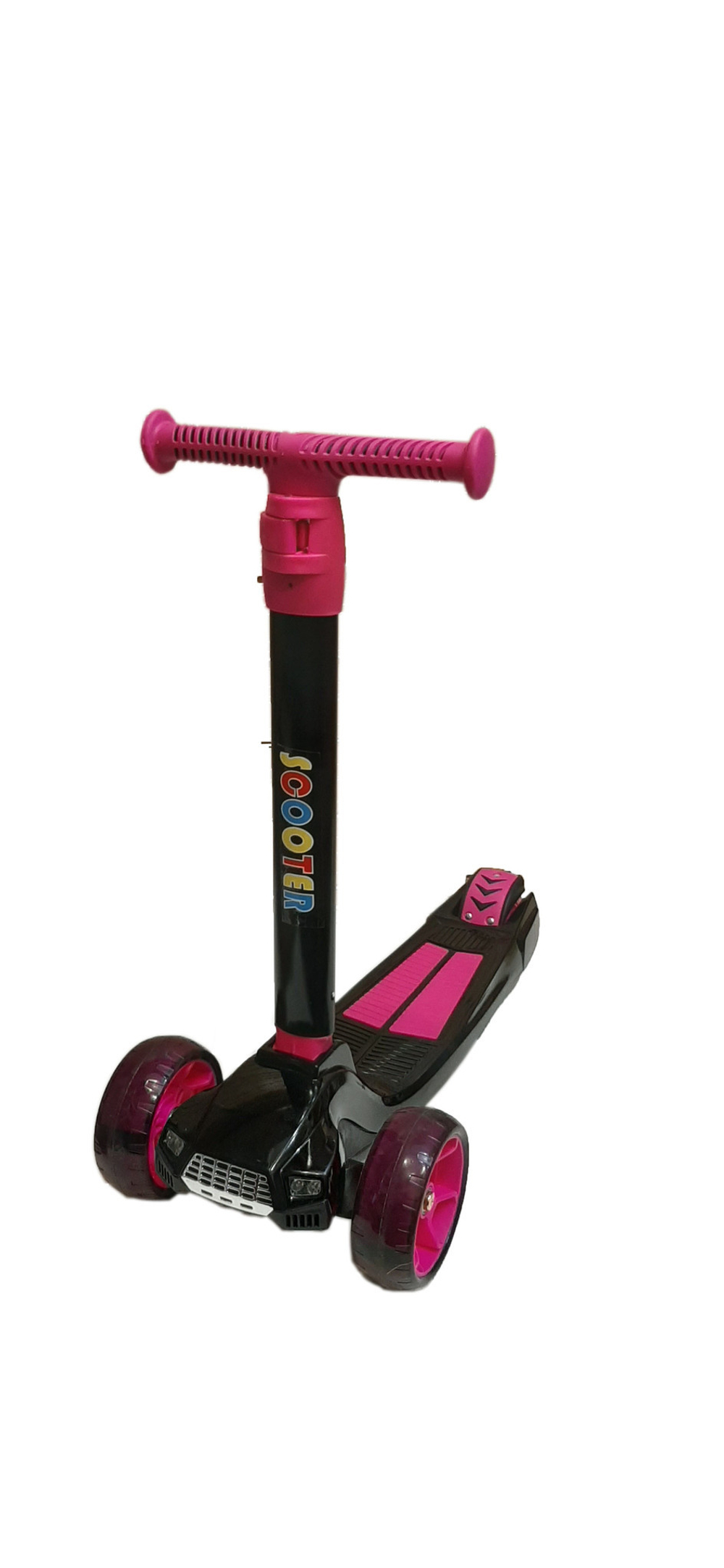 Самокат детский трехколесный светящийся Scooter Maxi Pro Plus темно-розовый с черным
