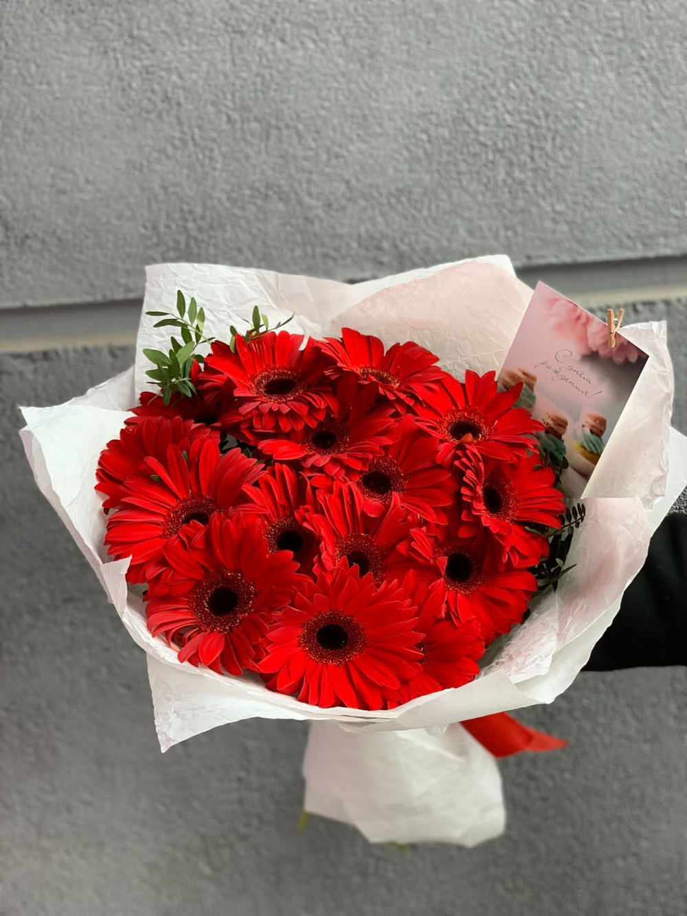 Букет из 15 гербер в пленке