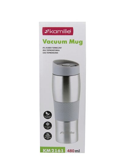 Термокружка 480 мл. из нержавеющей стали Kamille KM 2161 с TPR вставкой