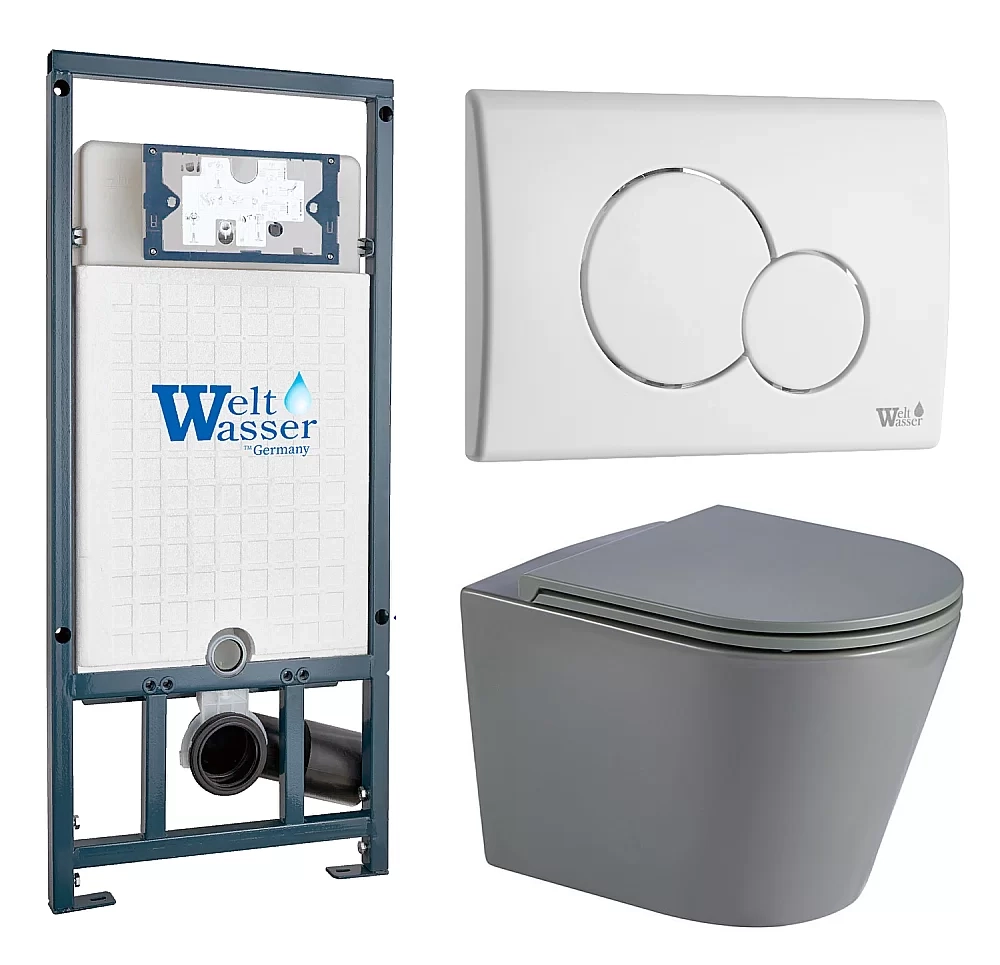 Унитаз с инсталляцией WeltWasser MARBERG 507 + SALZBACH 043 MT-GR + MAR 507 RD GL-WT
