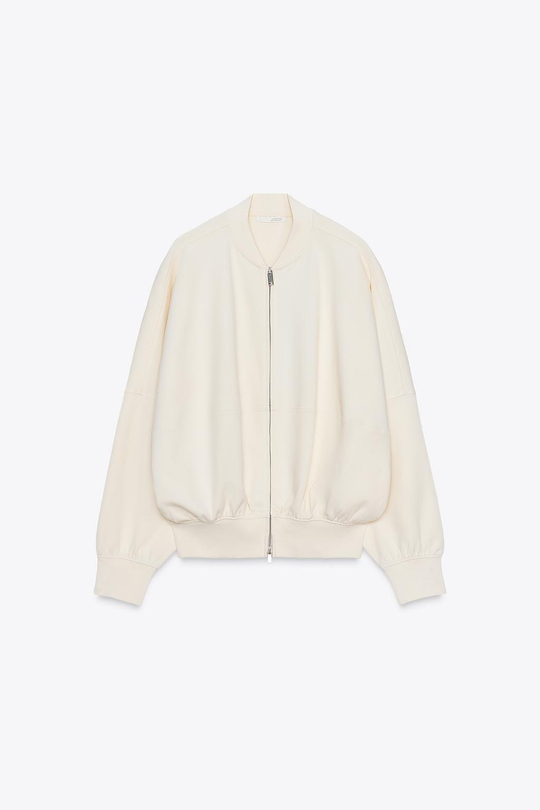 ZARA БОМБЕР INTERLOCK, ЭКРЮ