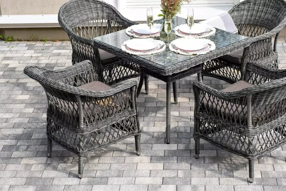 "Сицилия" обеденная группа плетеная, цвет графит