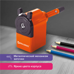 Точилка механическая BRAUBERG "JET" металлический механизм корпус апельсиновый (2 штуки в упаковке)