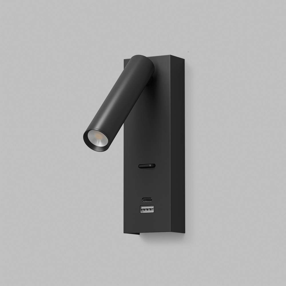 Светильник настенный CHARGELUX, USB-A , 3Вт, 3000К, алюминий, черный