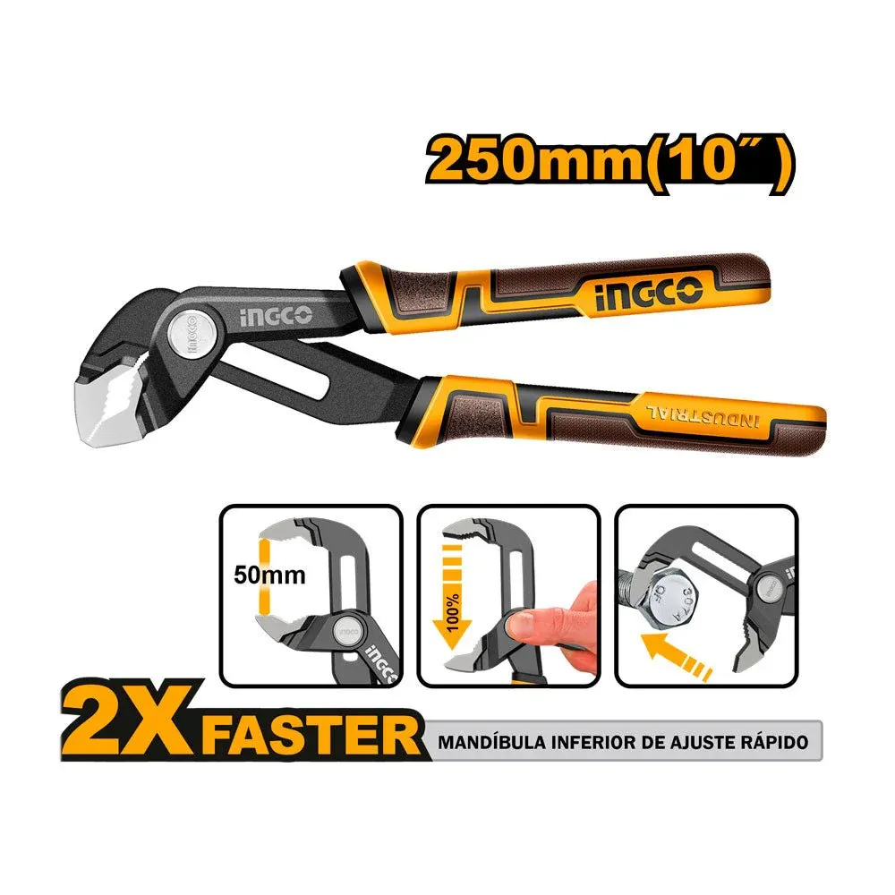 Клещи переставные с кнопкой INGCO HPP38258 INDUSTRIAL 250 мм