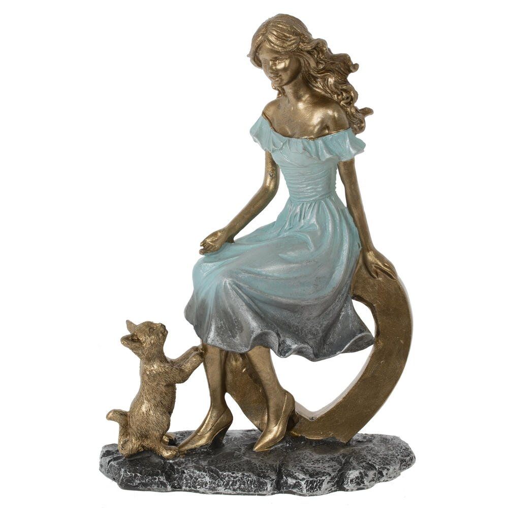GAEM Фигурка декоративная "Девушка с кошкой", L13,5 W7 H20 см