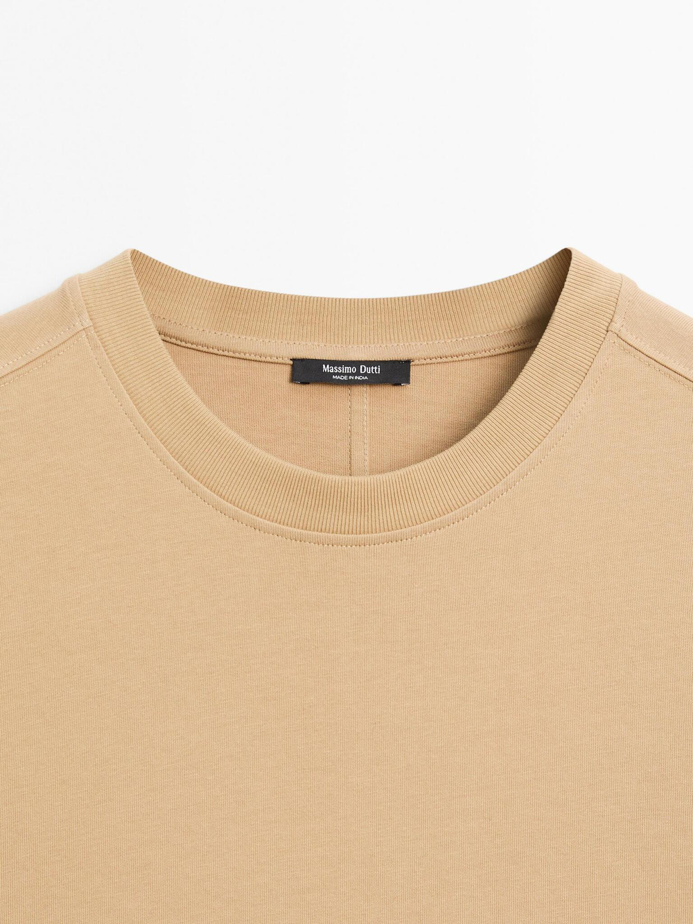 Massimo Dutti Футболка из 100% хлопка, цвет верблюжьей шерсти