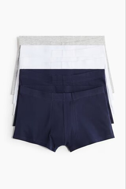 H&M Короткие трусы из хлопка 5 штук, темно-синий