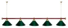 Лампа STARTBILLIARDS 5 пл. (плафоны антик медь,штанга коричневая,фурнитура золото)