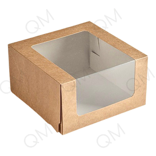 Короб для тортов с окном 225*225*110 мм (крафт/белая)