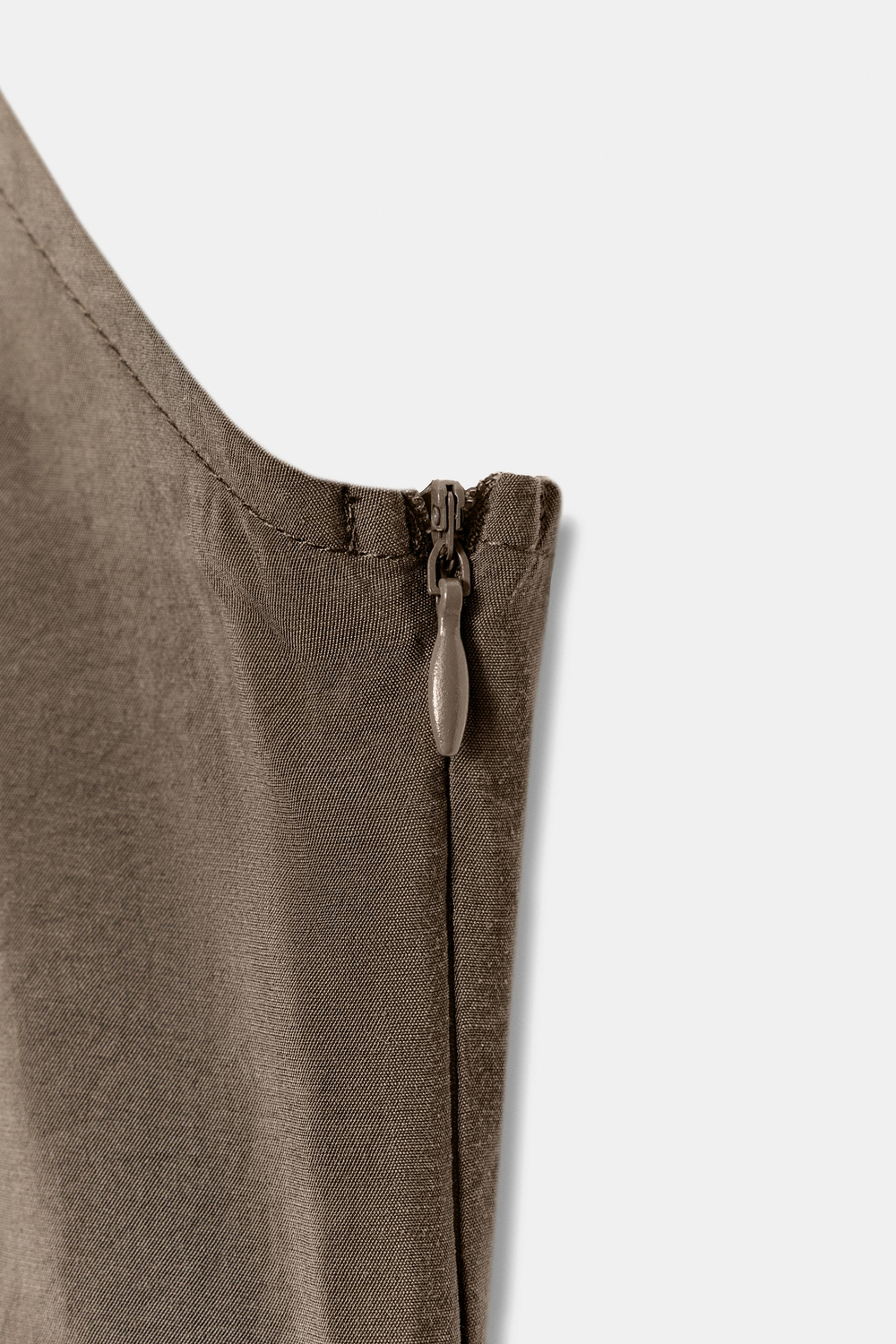 ZARA ДЛИННЫЙ КОМБИНЕЗОН НА БРЕТЕЛЯХ, ТЕМНО-КОРИЧНЕВЫЙ