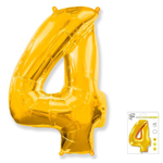 Воздушный шар фольгированный, М40/102см, Flexmetal "Цифра 4", золотой