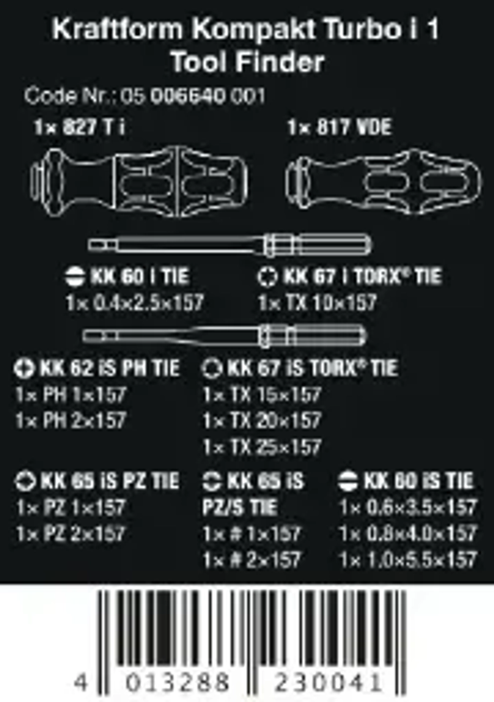 Набор диэлектрических отвёрток Kraftform Kompakt Turbo i 1 Wera 05006640001
