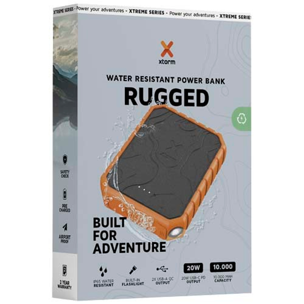 Xtorm XR201 Xtreme водонепроницаемое прочное портативное зарядное устройство QC3.0, 10 000 мАч, 20 Вт, с фонариком