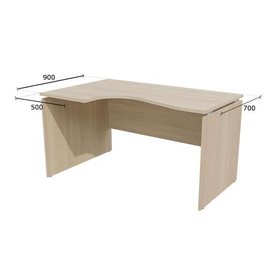 Стол криволинейный СК157L 1570х900х750, ясень шимо светлый