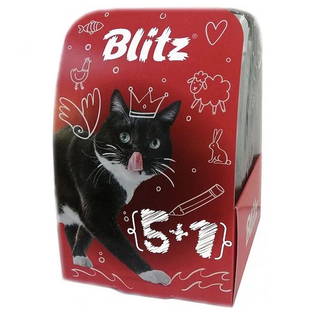 Набор влажных кормов Blitz Sensitive для кошек, Промо 5+1, Паучи 6 х 85 г Набор влажных кормов Blitz Sensitive для кошек, Промо 5+1, Паучи 6 х 85 г