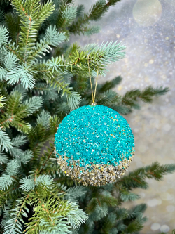 Шар с блестками 13см ChristmasDeLuxe premium collection голубой