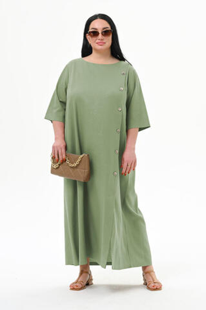 Платье с декоративной планкой, фисташковое