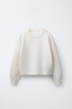 ZARA СВИТЕР В РУБЧИК, ЭКРЮ