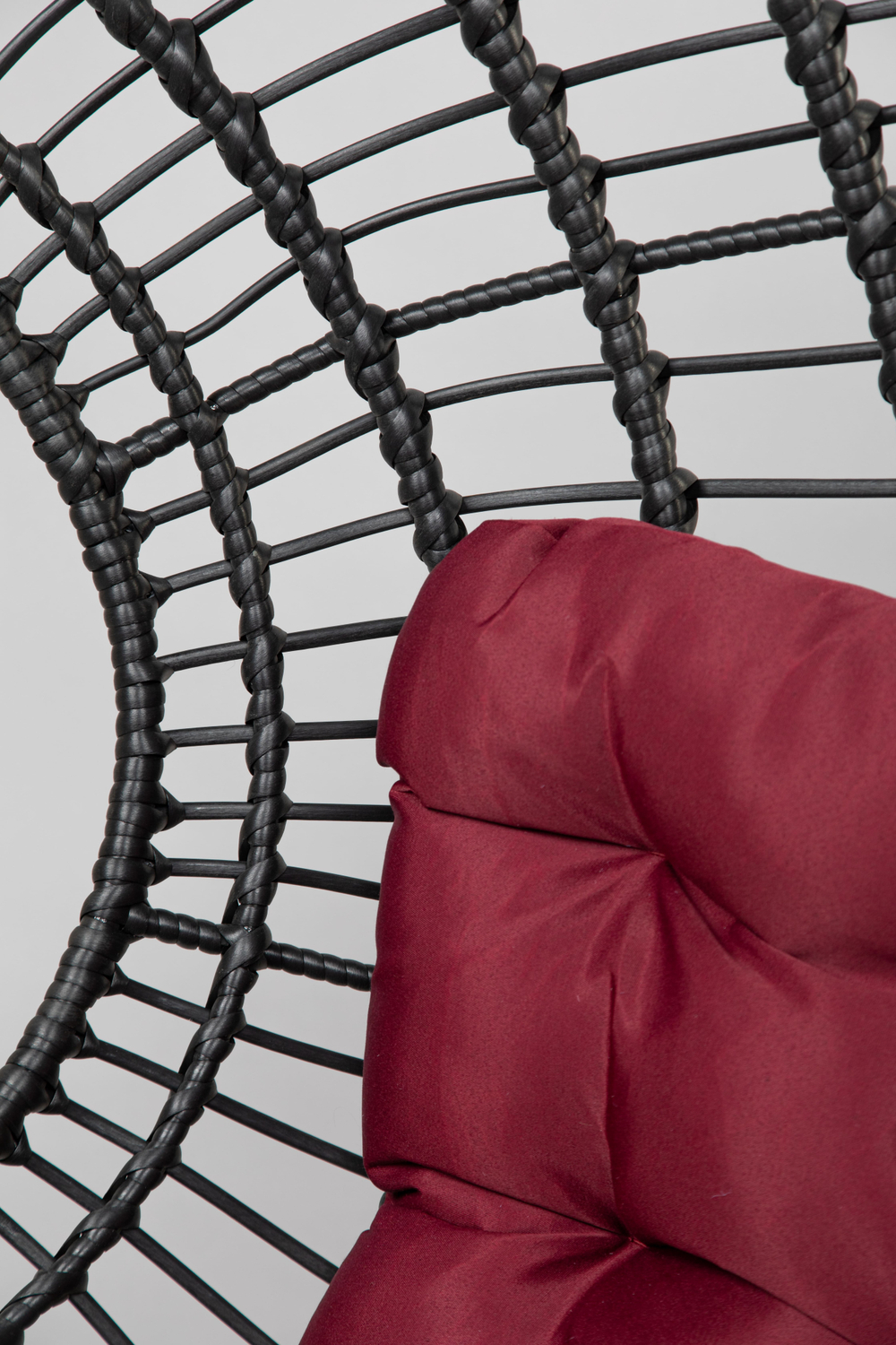 Кресло подвесное Лондон арт.D35B-МТ003 (стойка+основание.черн.,корзн.черн.,подуш.бордовая, 3 уп. (Т))
