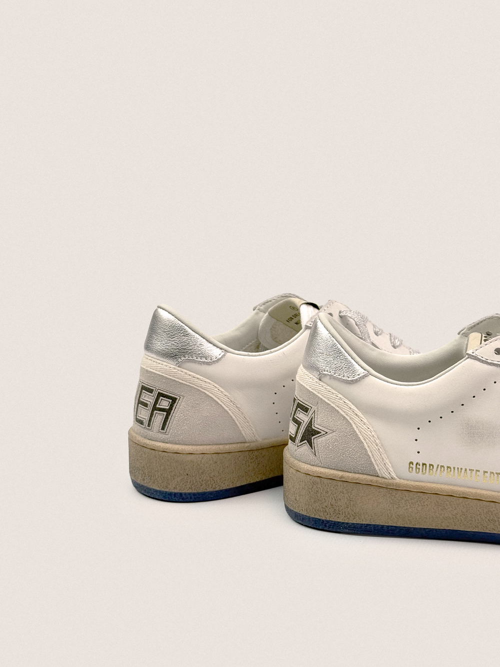 Ball Star in white leather with black star and heel tab