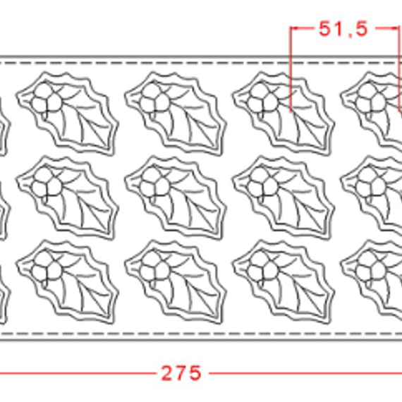 704 | Форма для шоколадных изделий &quot;Остролист&quot; (275*135 мм)
